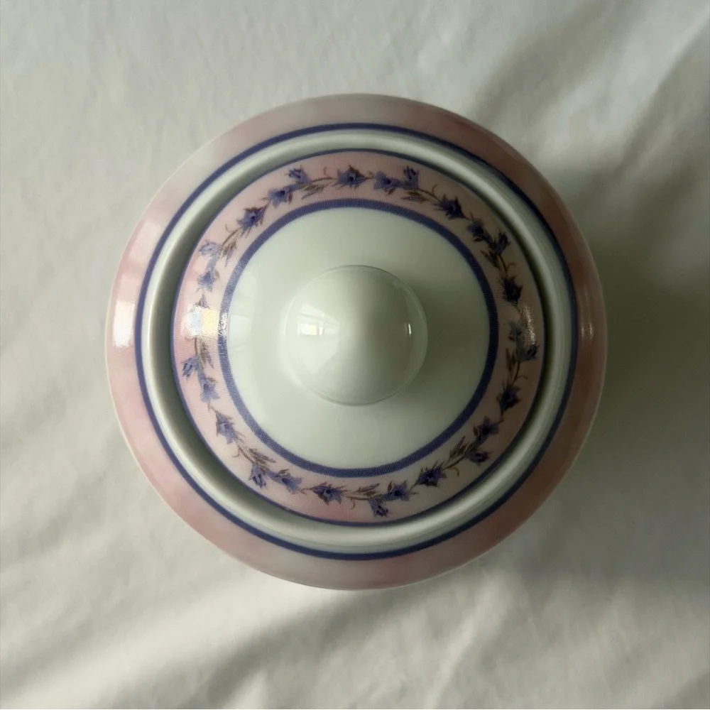 Vintage Porcelain Floral Pink Purple Valerie Pfeiffer Large Retro Y2K Sugar Jar